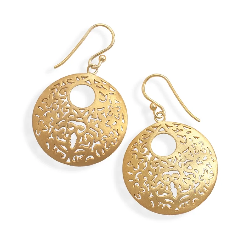 Cluster gem earrings-Filigree Flower Butterfly Yellow Gold-plated on Sterling Silver Earrings