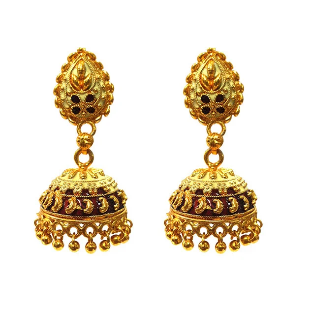 Chandelier gem earrings-Gold Plated Jhuma Earring Sold Per Pair Pack