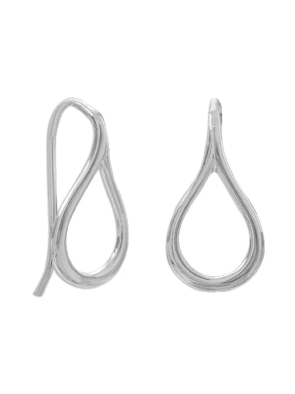 Tribal stud earrings-Open Teardrop Raindrop Wire Earrings Sterling Silver