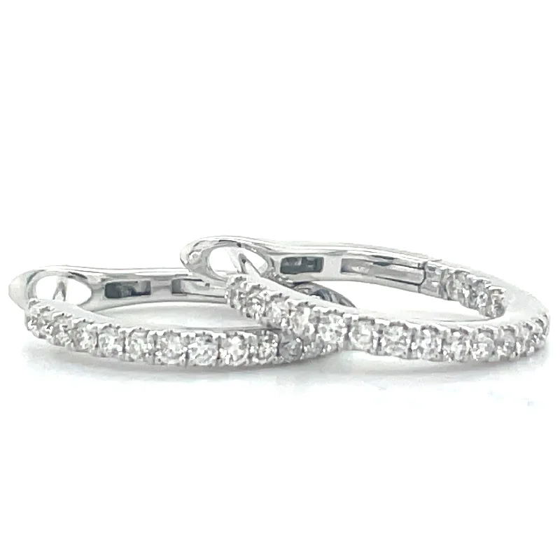 Textured hoop earrings-14ct White Gold 0.34ct Laboratory Grown Diamond Hoop Earrings