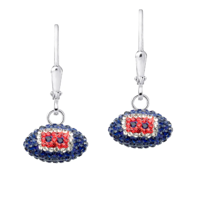 Lightweight dangle earrings-New England Patriots Earrings Licensed NFL Team Crystal Footballs