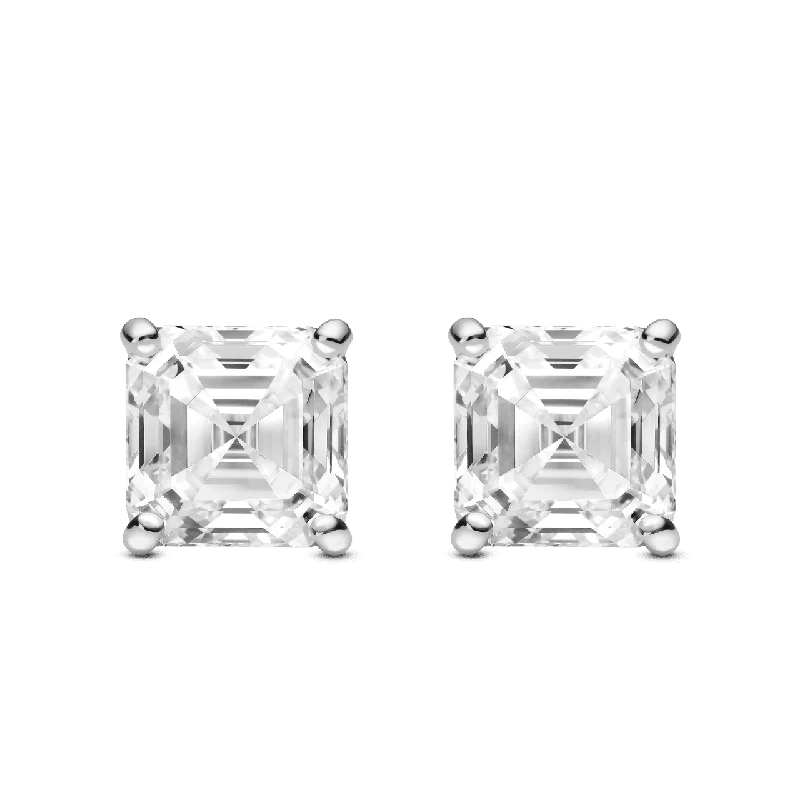 Boho fringe earrings-The Asscher Solitaire Studs