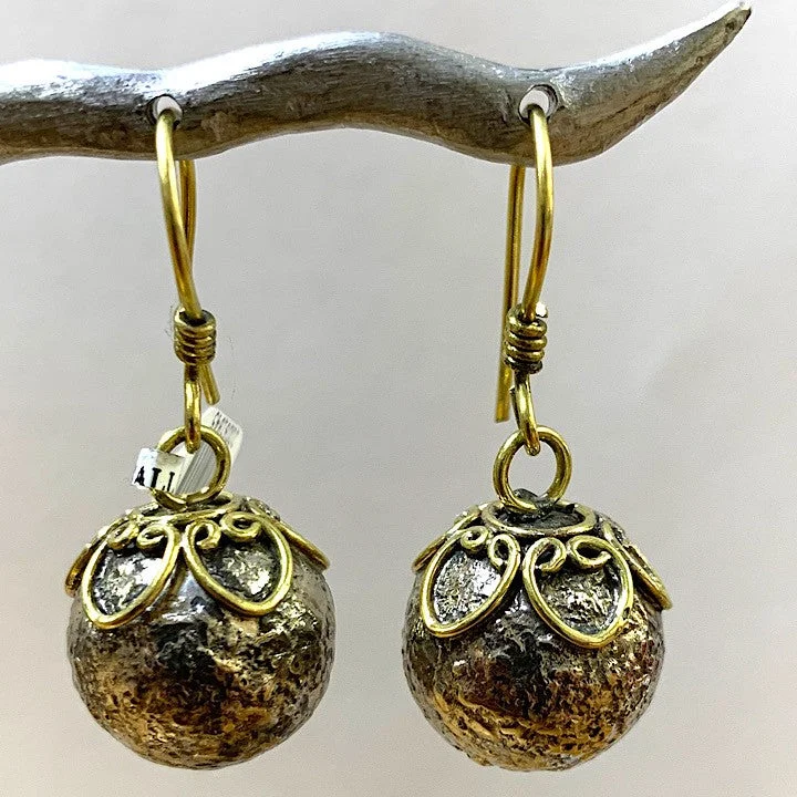 Coin charm earrings-BRONZE HARMONY BALL EARRINGS