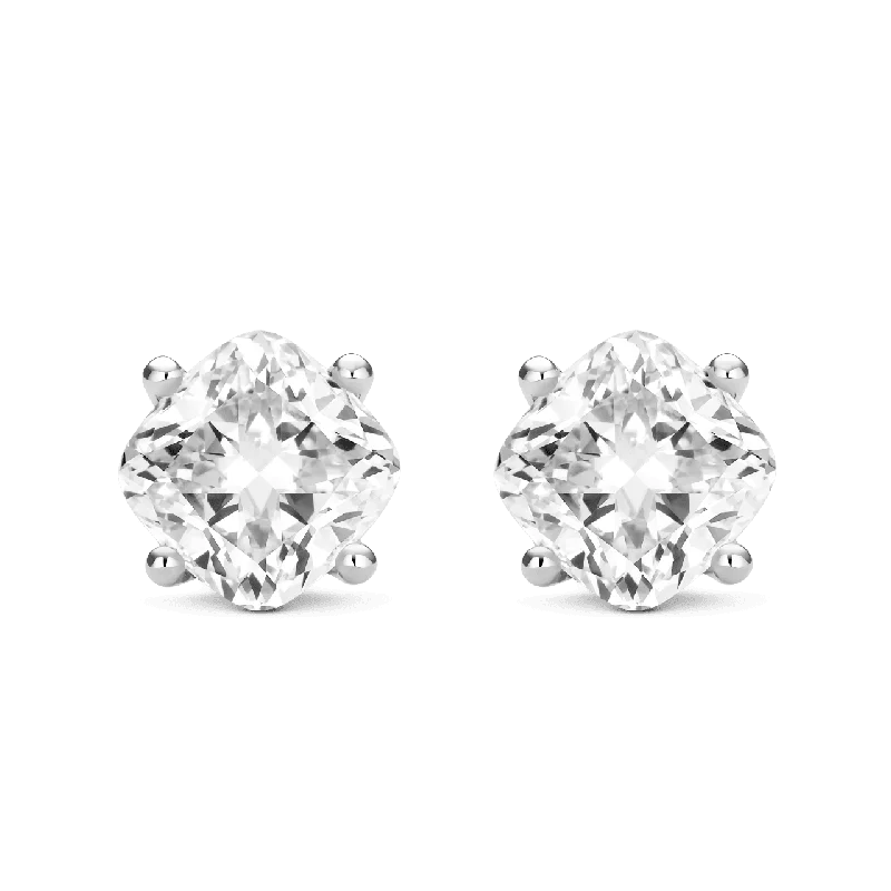 Quartz charm earrings-The Cushion Solitaire Studs