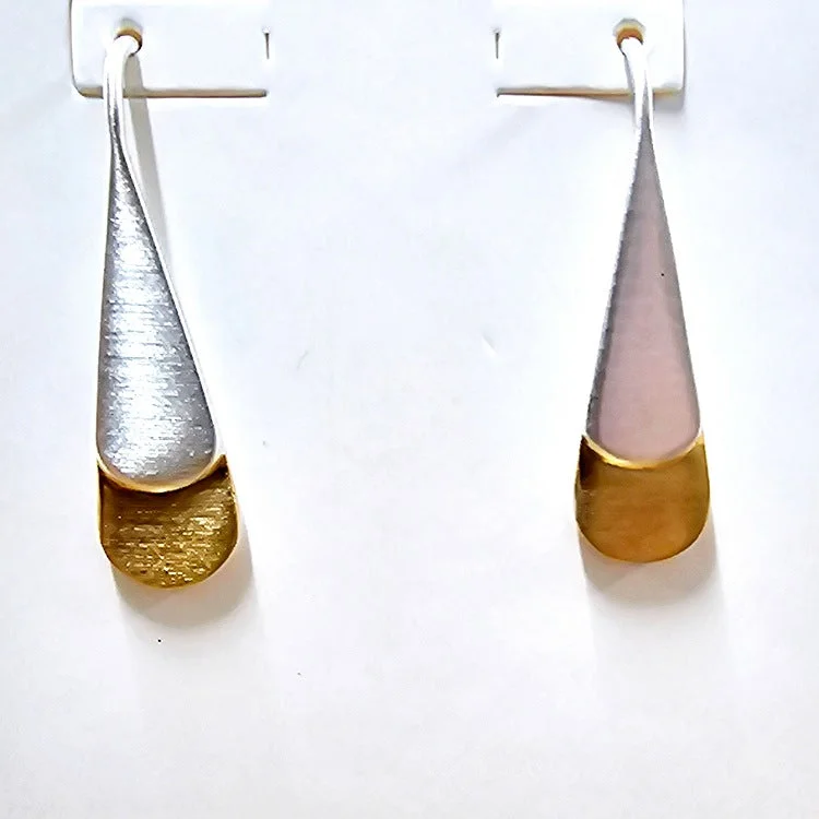 Organic shape earrings-EARRINGS STERLING SILVER DOUBLE DRIP