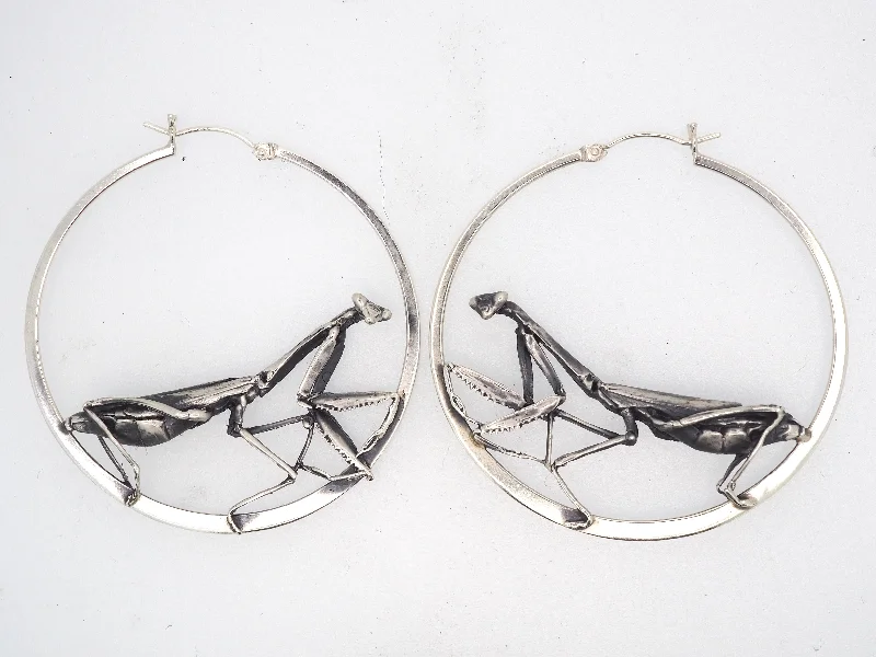 Asymmetrical earrings-Mantis hoop earrings