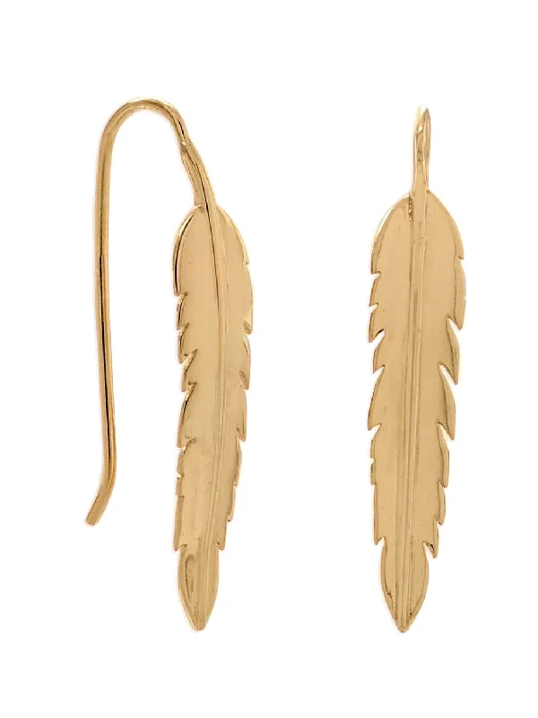 Starburst earrings-Feather Earrings Wire Gold-plated Sterling Silver