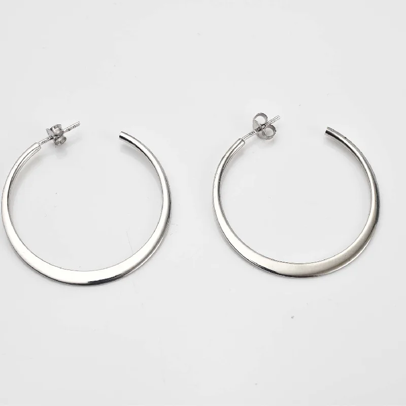 Filigree stud earrings-Sleek Horizon Hoops