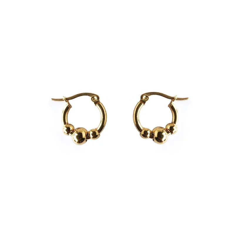 Cluster gem earrings-Three Ball Hoops