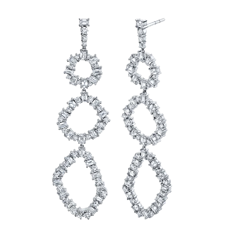 Star motif earrings-Emerald-cut diamonds