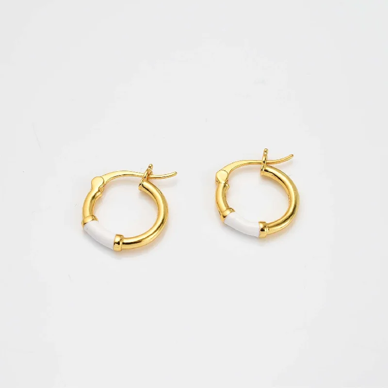 Floral stud earrings-Taffy Enamel Bamboo Hoop Earrings