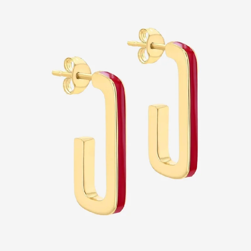 Abstract stud earrings-Taffy Enamel J Hoops