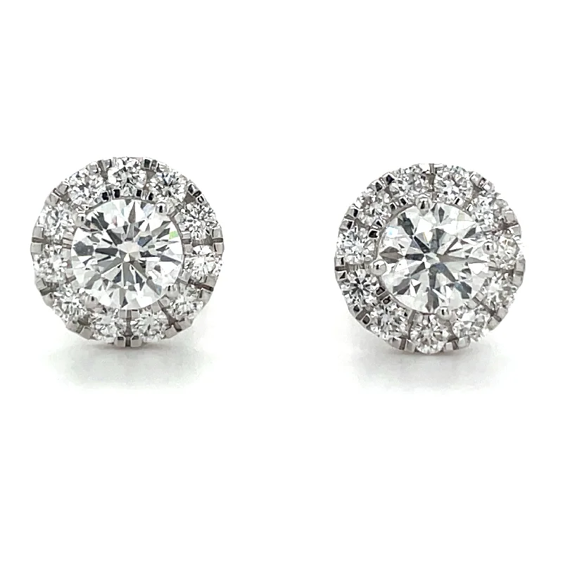 Organic shape earrings-1.45ct Diamond Halo Earrings Laboratory Grown