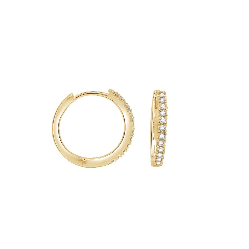 Vintage stud earrings-Classic Diamond Hoop Earrings