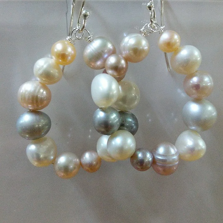 Heart charm earrings-MOKO EARRINGS NATURAL COLOUR FRESHWATER PEARLS