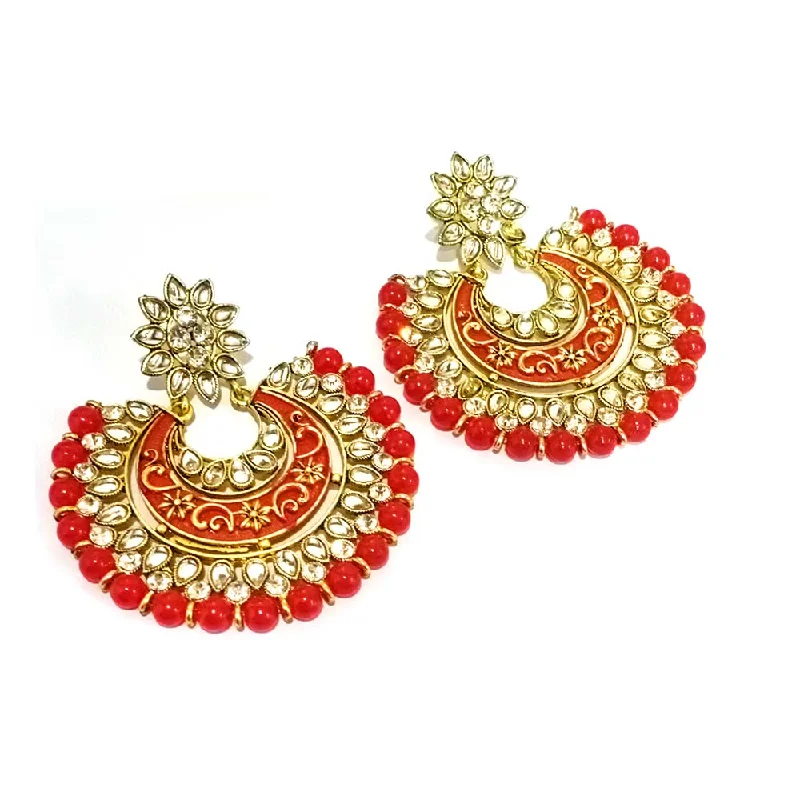 Deco design earrings-FESTIVE COLLECTION' HANDMADE KUNDAN EARRINGS SOLD BY PER PAIR PACK' BIG SIZE 60-65 MM