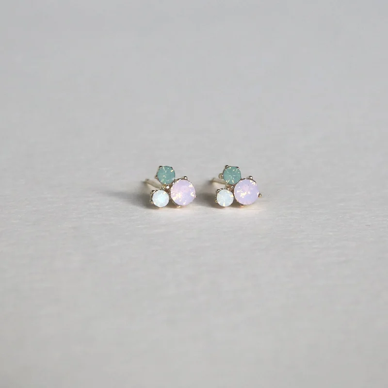 Wrapped gem earrings-Mint Studs | Gold