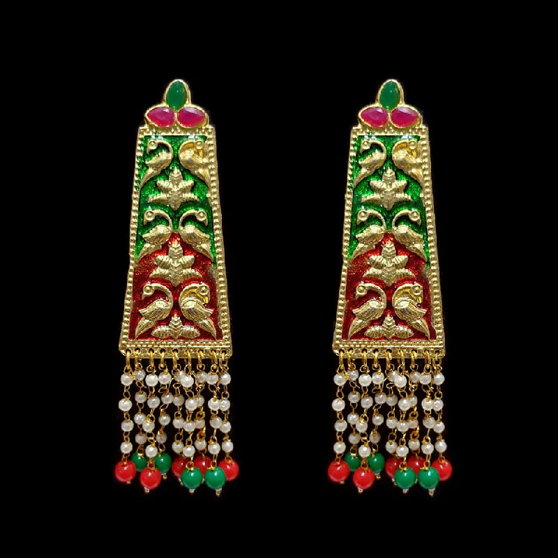 Vintage stud earrings-HANDMADE KUNDAN EARRINGS SOLD BY PER PAIR PACK' 80-90 MM