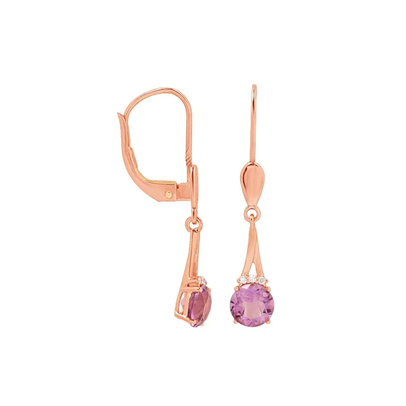 Tiny pearl earrings-Amethyst and Diamond Drop Earrings