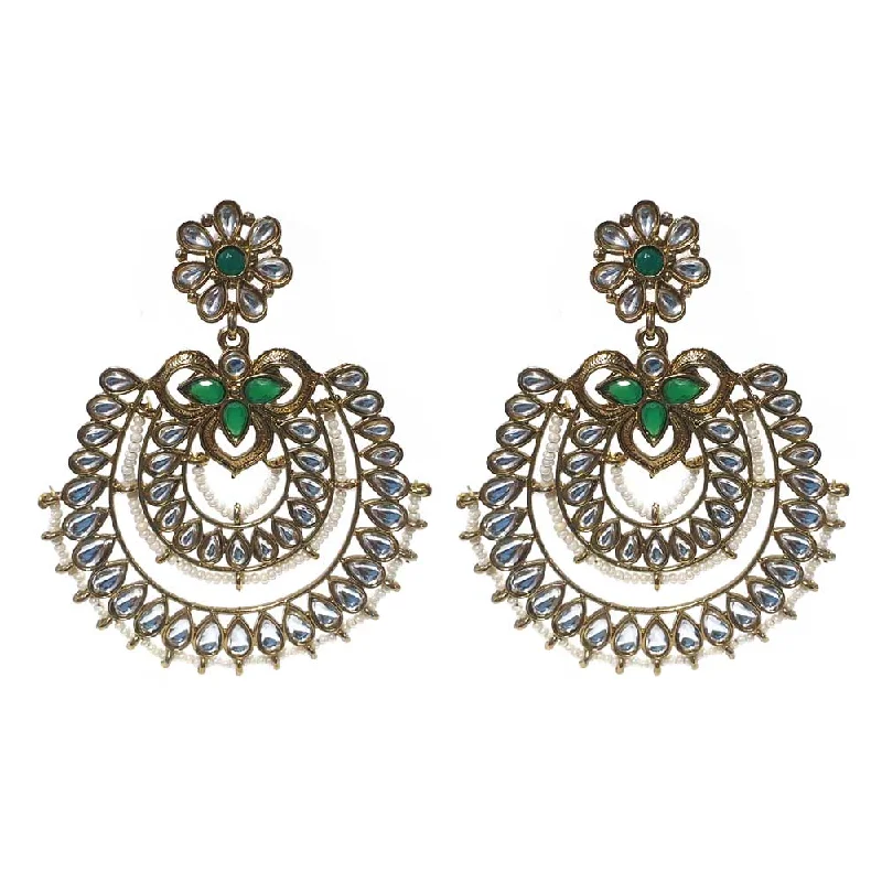 Cameo style earrings-FESTIVE COLLECTION' HANDMADE KUNDAN EARRINGS SOLD BY PER PAIR PACK' BIG SIZE 75X60 MM