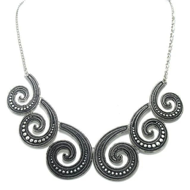 Organic shape necklaces-German Silver Designer Necklace Antique Silver