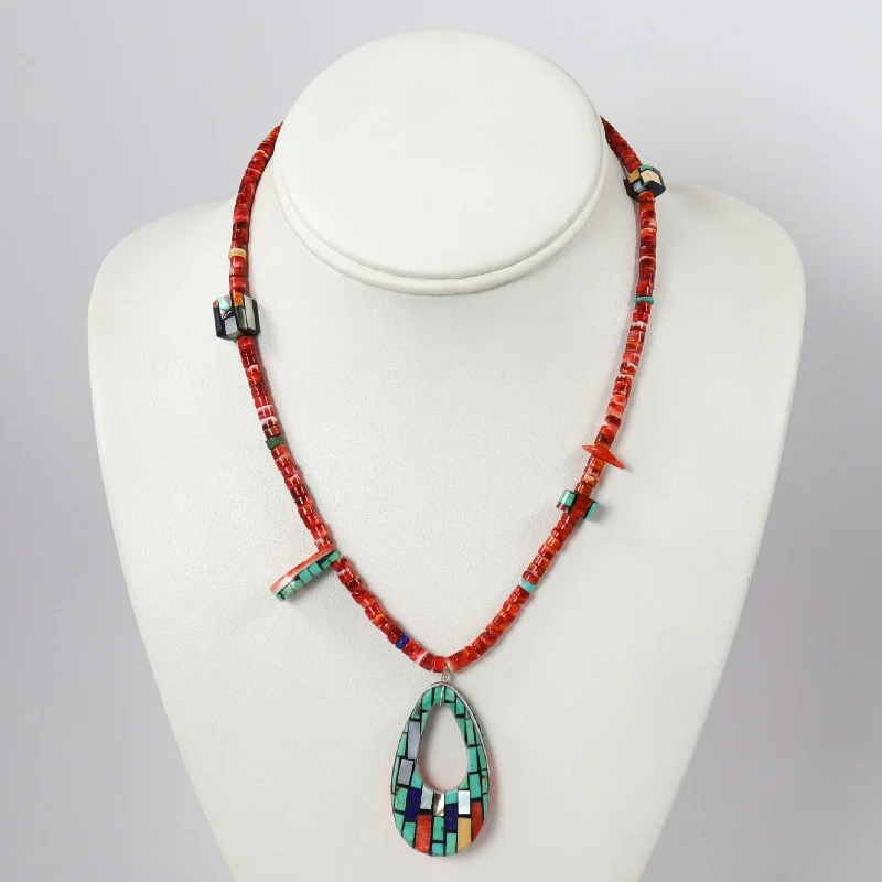 Art deco necklaces-Inlay Shell Necklace