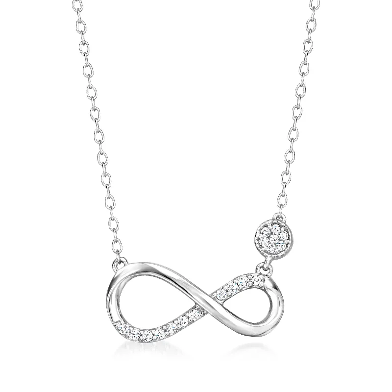 Zodiac charm necklaces-Ross-Simons Diamond Infinity Necklace in Sterling Silver