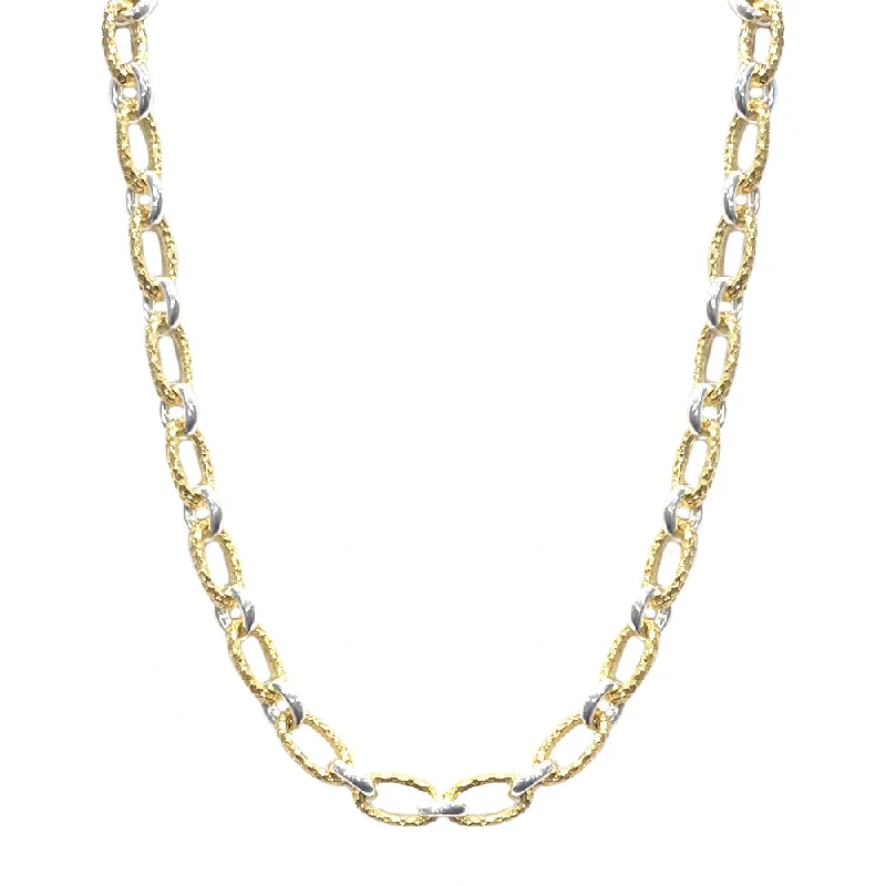 Art deco necklaces-GOLD TWO-TONE RAVELLE THIN HAMMERED CHAIN NECKLACE