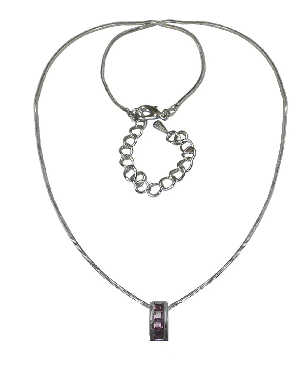 Beaded cluster necklaces-Necklace ChaiNecklace Chain and Pendant - Rhodium Plated Chain Small Pendant AC85400-AR11