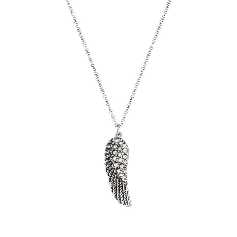 Angel charm necklaces-Angel Wing Necklace in Crystal