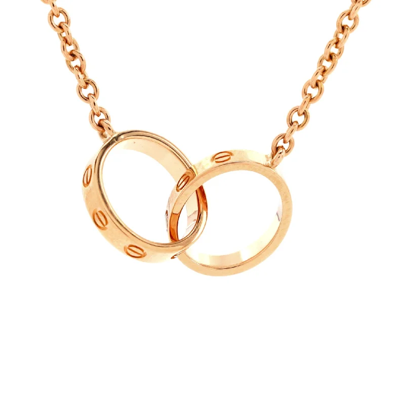 Coin charm necklaces-Love Interlocking Necklace 18K Rose Gold