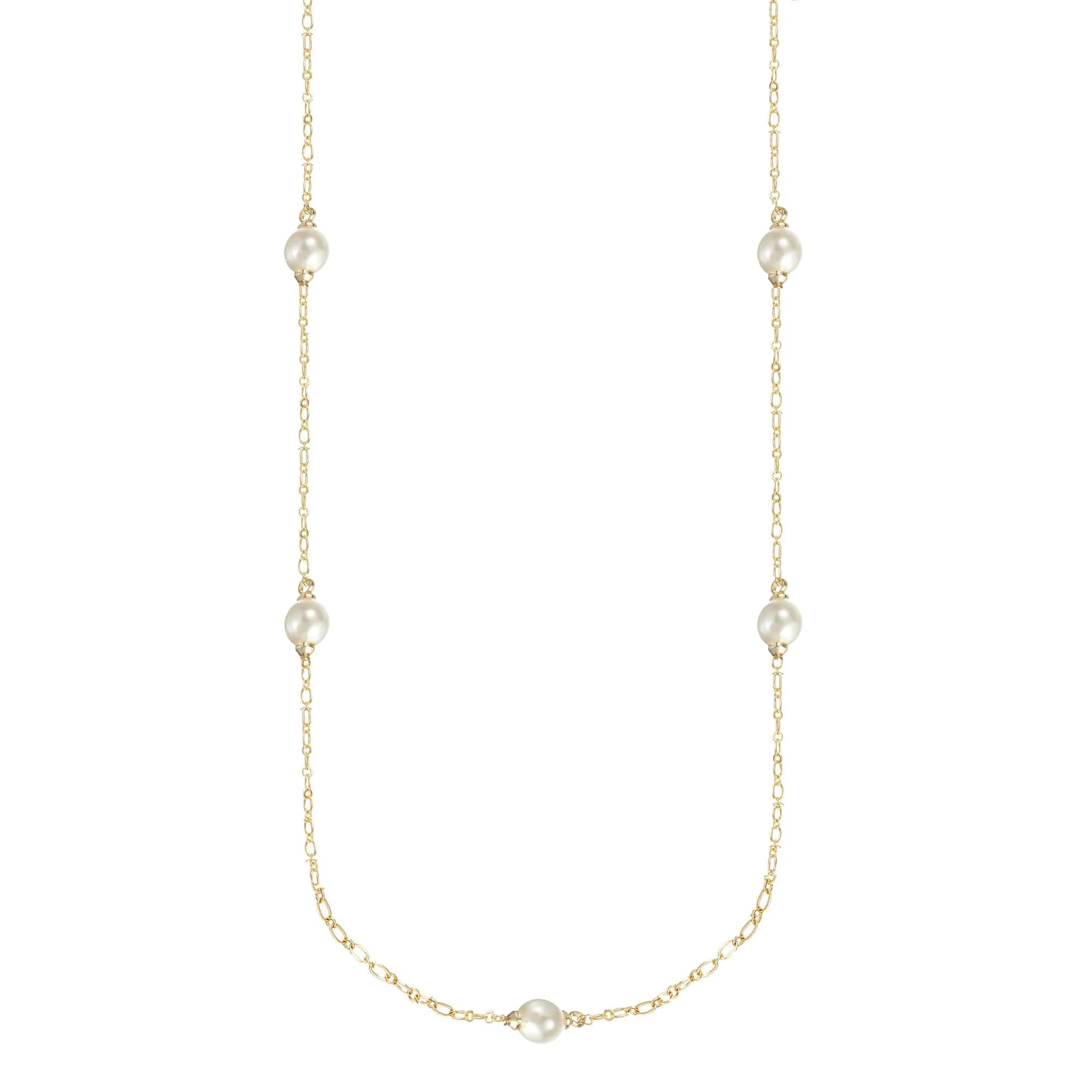 Tennis chain necklaces-Natalie Wood - Adorned Pearl Station Necklaces