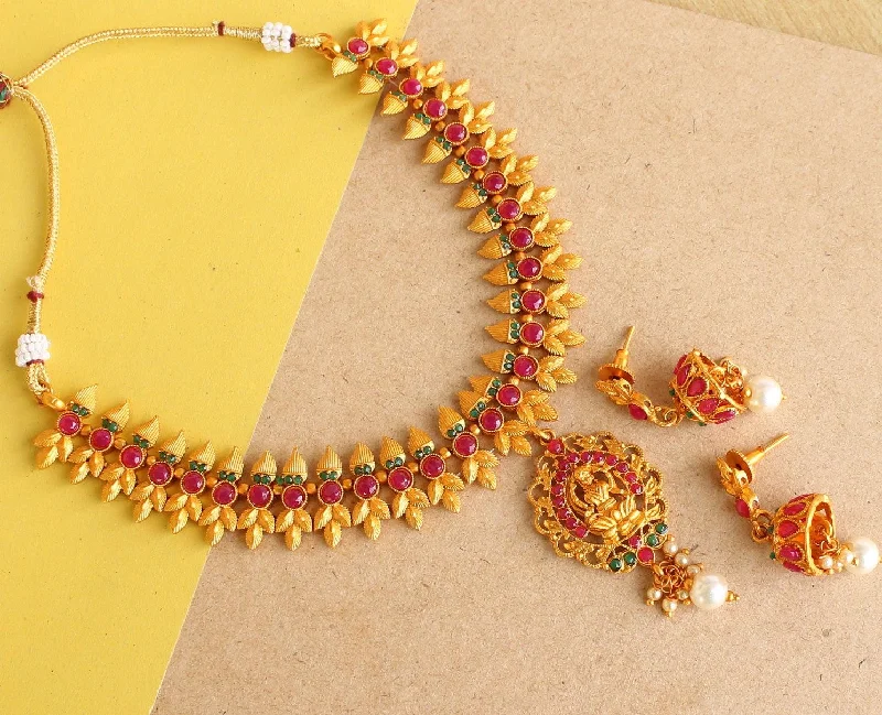 Tribal braid necklaces-Sanskriti Temple Necklace Set