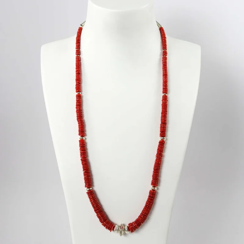 Crystal charm necklaces-Coral Bead Necklace