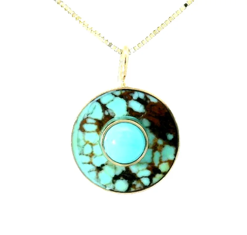 Coin charm necklaces-Double Turquoise Cerclen Necklace No. 2