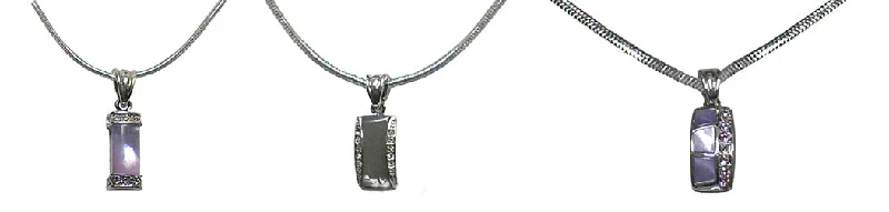 Sleek chain necklaces-Set of 3 1 Ea 3 Styles, Necklace Chain/Pendant Small Mother of Pearl Tablet Pendants Ar85800