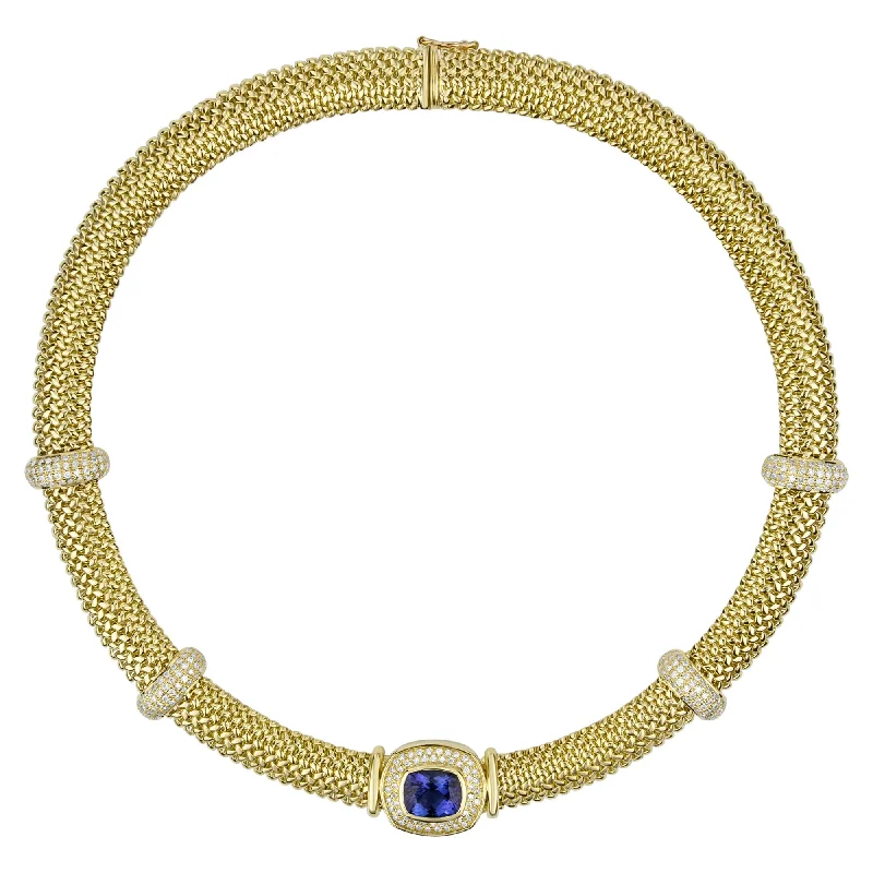 Magnetic clasp necklaces-Necklace - Tanzanite And Diamond (2289E)