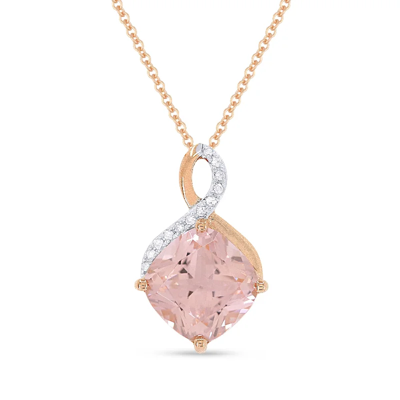 Wooden pendant necklaces-2.41Ct Morganite 16"pendant Necklace In 14K Rose Gold