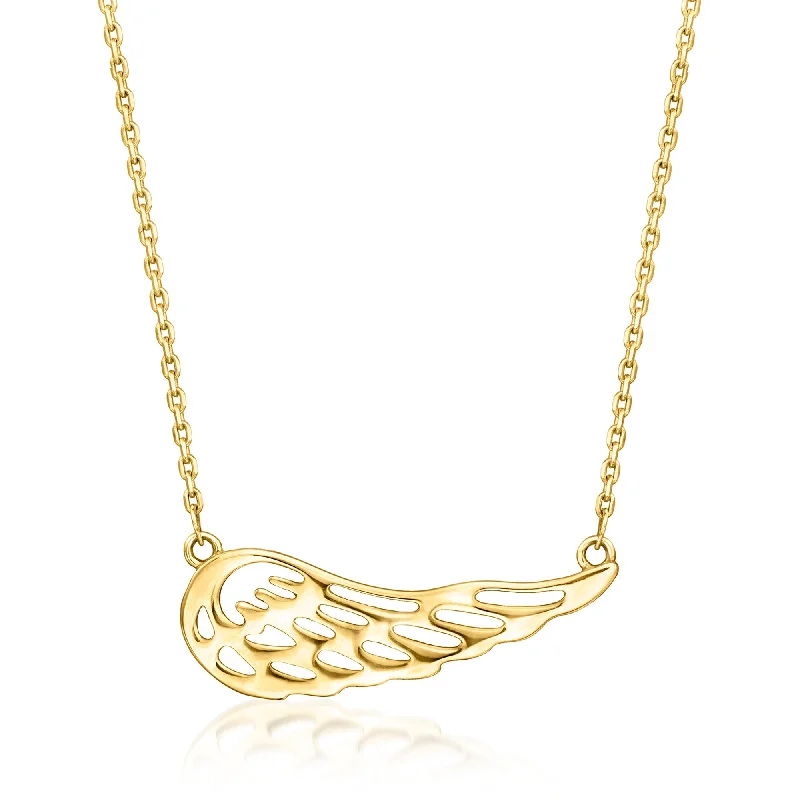 Turquoise gem necklaces-Canaria 10kt Yellow Gold Openwork Angel Wing Necklace