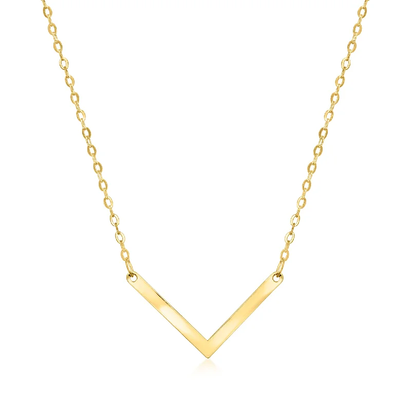 Oval gem necklaces-Canaria Italian 10kt Yellow Gold V Necklace