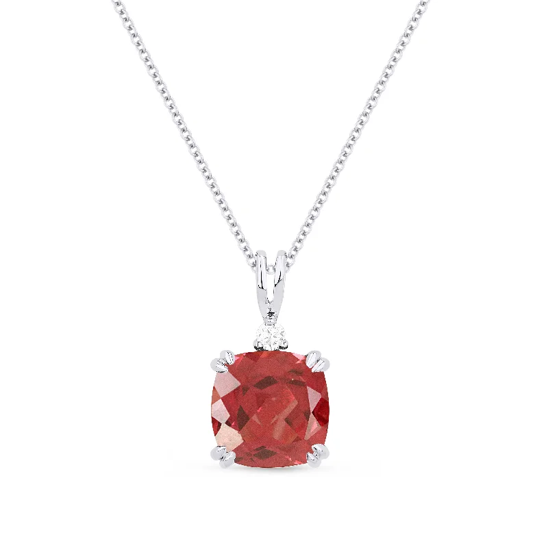 Seashell necklaces-3.54Ct Padparadscha 16"pendant Necklace In 14K White Gold