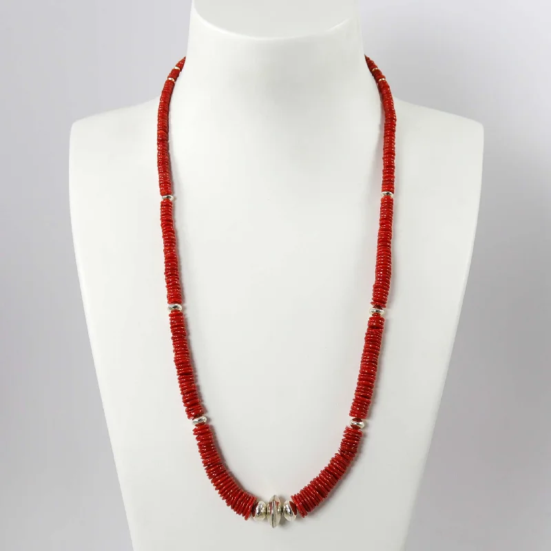 Rose gold necklaces-Coral Bead Necklace