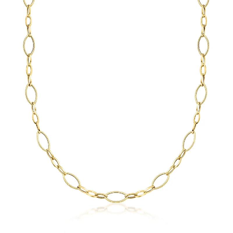 Matte gold necklaces-Ross-Simons Italian 18kt Yellow Gold Oval-Link Necklace