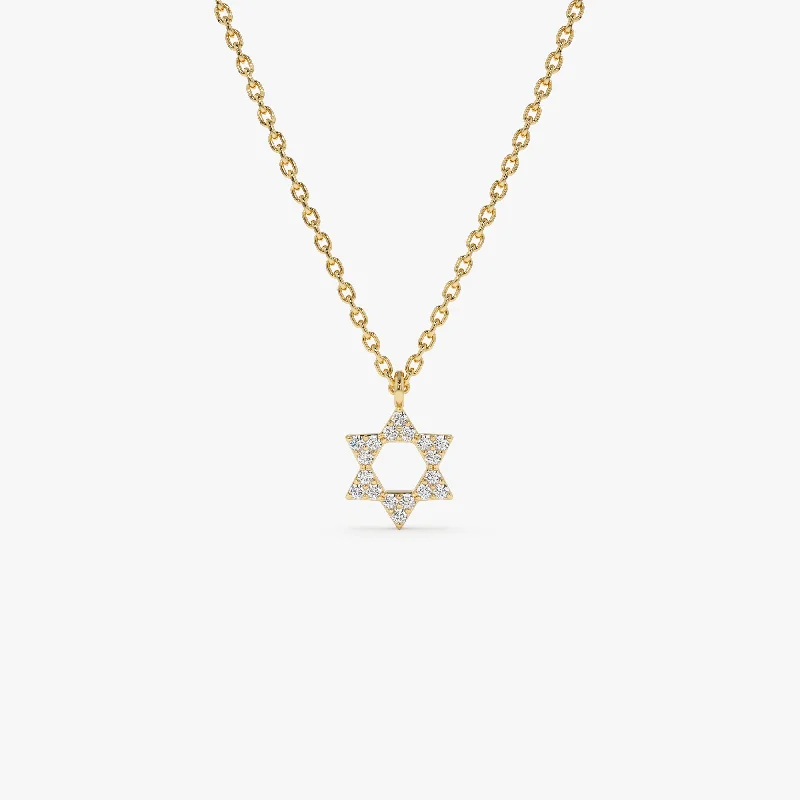 Luxe diamond necklaces-14K Gold Star of David Diamond Necklace