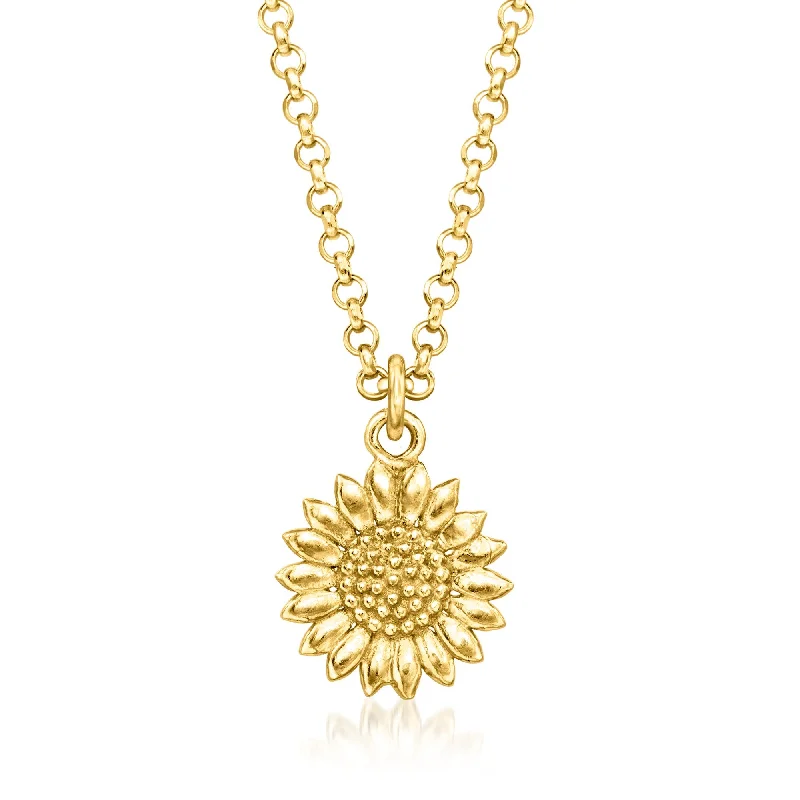 Starry night necklaces-RS Pure by Ross-Simons Italian 18kt Gold Vermeil Sunflower Necklace