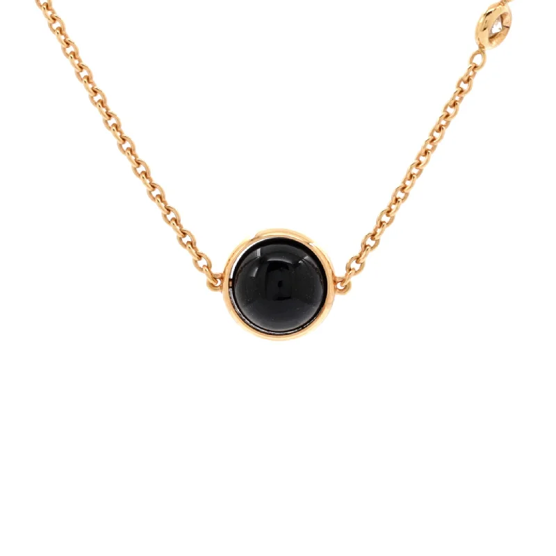 Swarovski necklaces-Possession Pendant Necklace 18K Rose Gold with Onyx and Diamond