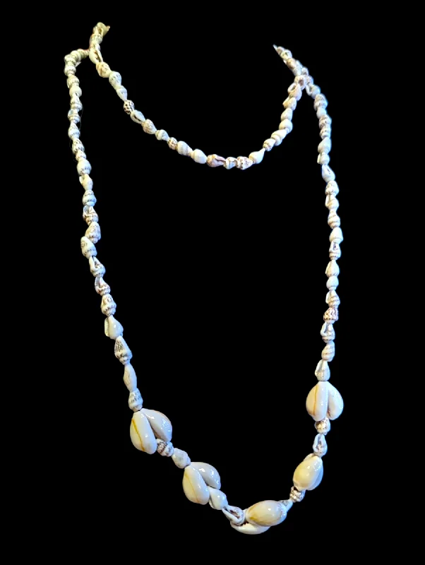 Crescent charm necklaces-Vintage Cowrie and Seashell Necklace