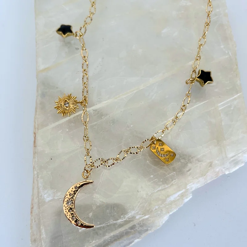 Druzy gem necklaces-Luna Star Necklace