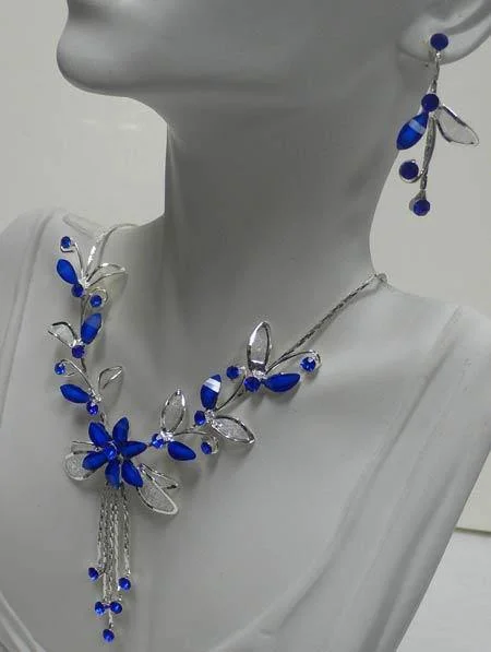 Adjustable beaded necklaces-New Arrival Necklace and earrings set OD86012-20090blue