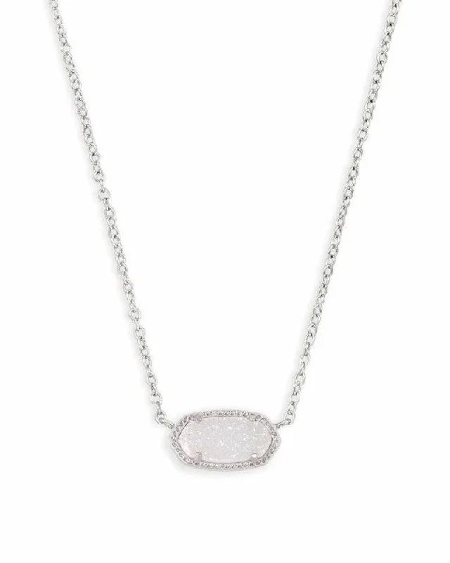 Dangling crystal necklaces-Kendra Scott - Elisa Silver Pendant Necklace - Iridescent Drusy